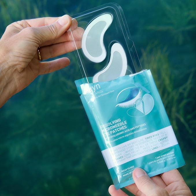 skyn ICELAND Dissolving Microneedle Under Eye Patches with 39% Hyaluronic Acid and Peptides, No Slip Overnight Eye Mask for Fine Lines, Wrinkles and Firming, Vegan, All Skin Types, 5 Pairs