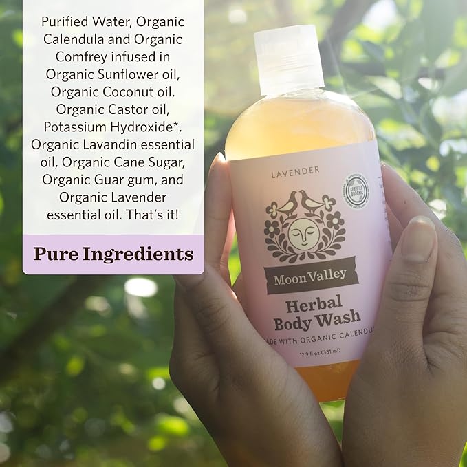 Herbal Body Wash, Lavender by Moon Valley, All Natural Ingredients, No Parabens, Vegan, Moisturizing Essential Oils, Two Pack