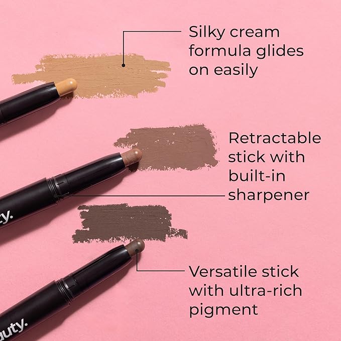 MCoBeauty Eyeshadow Stick - Chocolate - Creamy Matte Eye Crayon with Built-In Sharpener - Multi-Use Cream Eye Shadow Stick & Eyeliner, Highly Pigmented Blendable Vegan Eye Makeup