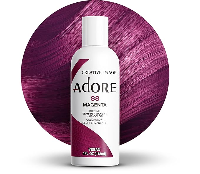 Adore Semi Permanent Hair Color (088 Magenta) | Vegan & Cruelty-Free Purple Hair Dye | No Ammonia, No Peroxide, No Alcohol | 4 Fl Oz