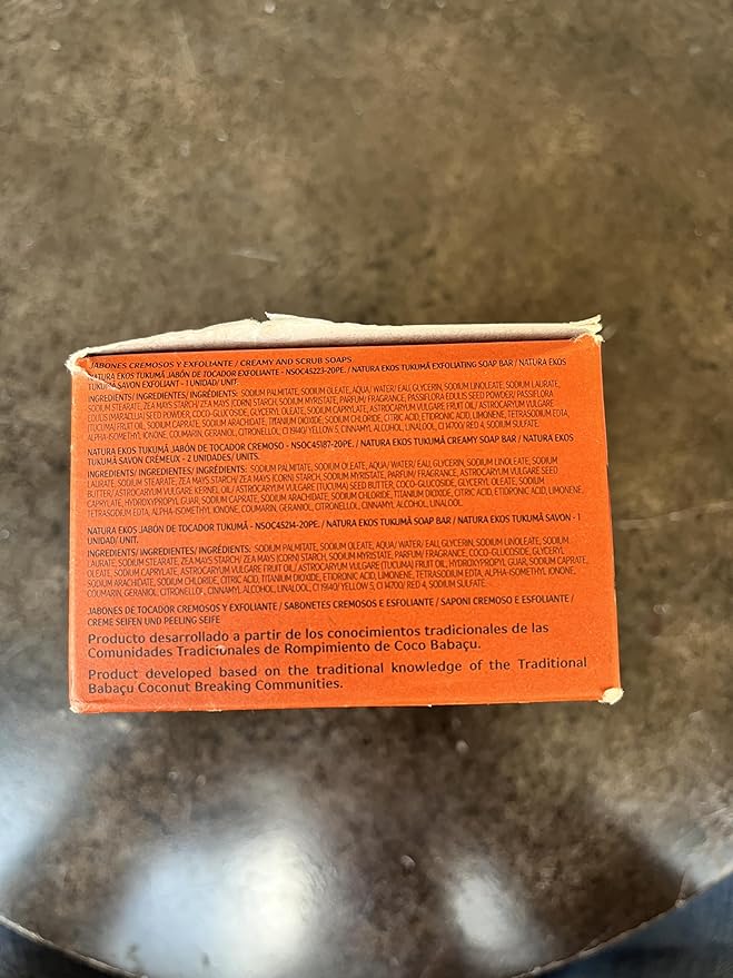 natura - Ekos Tukumã Creamy & Exfoliating Bar Soap Set (4 Pack) - 1 Exfoliating Bar, 3 Creamy Bars - 100% Pure Plant Based Oils - Vegan Skin Care