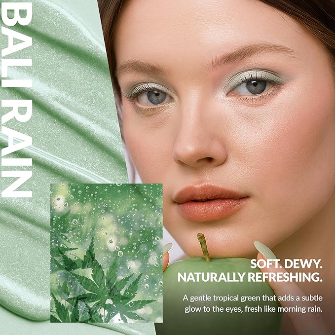 BEPHOLAN Green Liquid Eyeshadow With Subtle Shimmer.Waterproof,Long-Lasting, Neutral Naked Smooth Creamy Eyeshadow Lightweight(Bali Rain 03#)