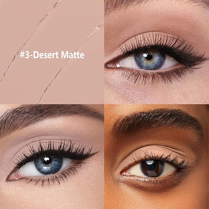 Eyeshadow Stick Matte Eye Brightener Pencil Cream Eye Shadow Eyeliner Pencil Crayon, High Pigmented Blendable Waterproof Long-Lasting Highlighter Stick Makeup, Vegan&Cruelty-Free,#3-Desert