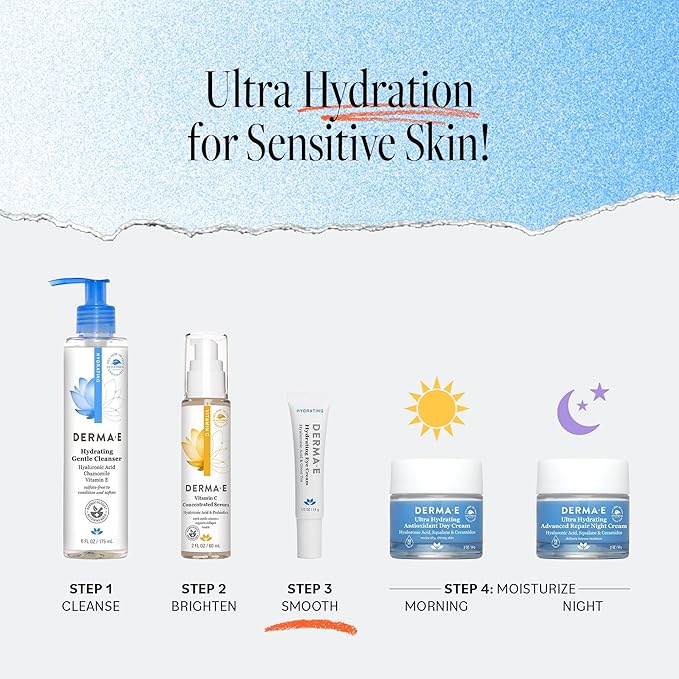 Derma E Hydrating Eye Cream – Firming and Lifting Hyaluronic Acid Treatment - Under Eye and Upper Eyelid Cream Reduces Puffiness and Appearance of Fine Lines, 0.5 oz