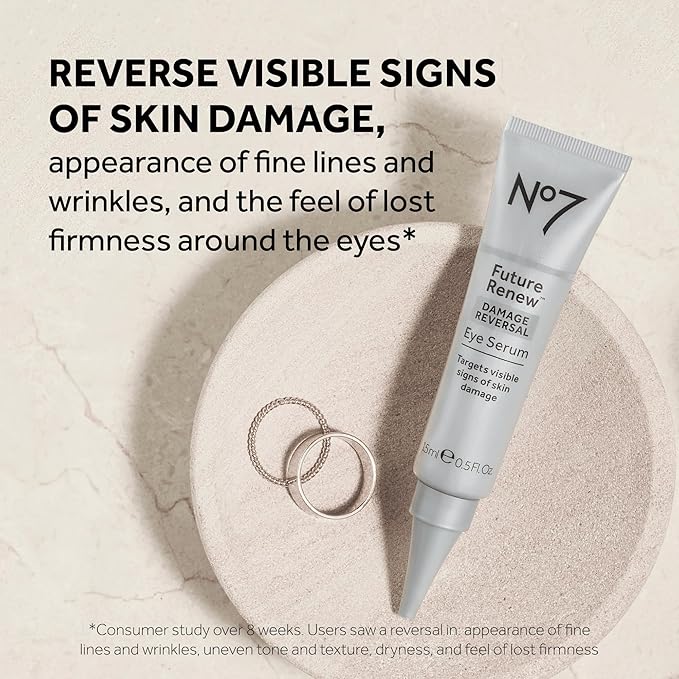 No7 Future Renew Damage Reversal Eye Serum - Nourishing Under Eye Serum for Sun Damaged Skin Repair, Fine Lines & Wrinkles, and Uneven Texture - Suitable for Sensitive Skin (0.5 Fl Oz)