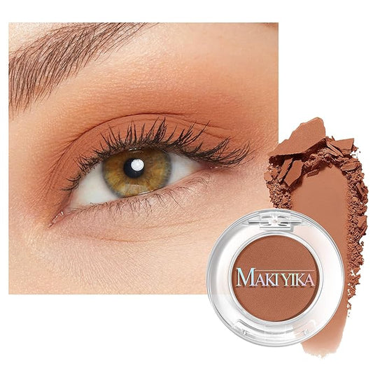 MAKI YIKA Coffee Brown Matte Single Eye Shadow Palette for Women, Pigmented White Eyeshadow Powder for Brown Eyes, Color Stay Long Lasting Waterproof Eye Makeup Palette, #7