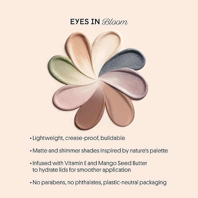 Winky Lux Rose Petal Liquid Eyeshadow, Longwear, Buildable, High-Pigment, Blendable, Crease-Proof, with Hydrating Vitamin E & Mango Seed Butter, Clean Beauty, Cruelty-Free, Vegan, Primrose Shimmer