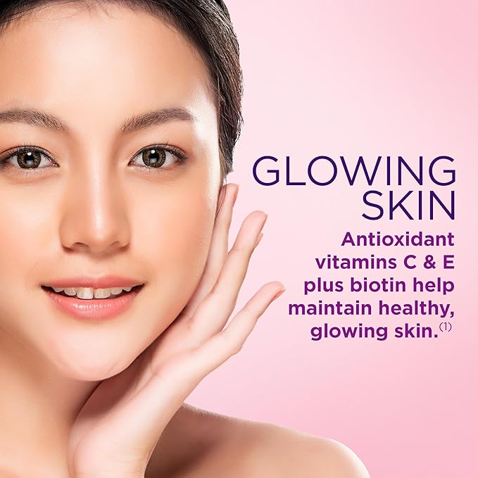 Nature's Bounty Optimal Solutions Hair, Skin and Nails Gummies with Biotin, 2500 mcg, Strawberry Flavored, 200 Count, 100 Total Servings