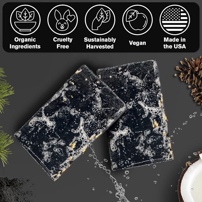 Ness Mens Soap Bar - Pine Tar Scent, Natural Soap For Men With Organic Ingredients, Mens Bar Soap With Essential Oils, Moisturizing Bar Soap For Men, Handmade In The USA, Cruelty Free, Vegan