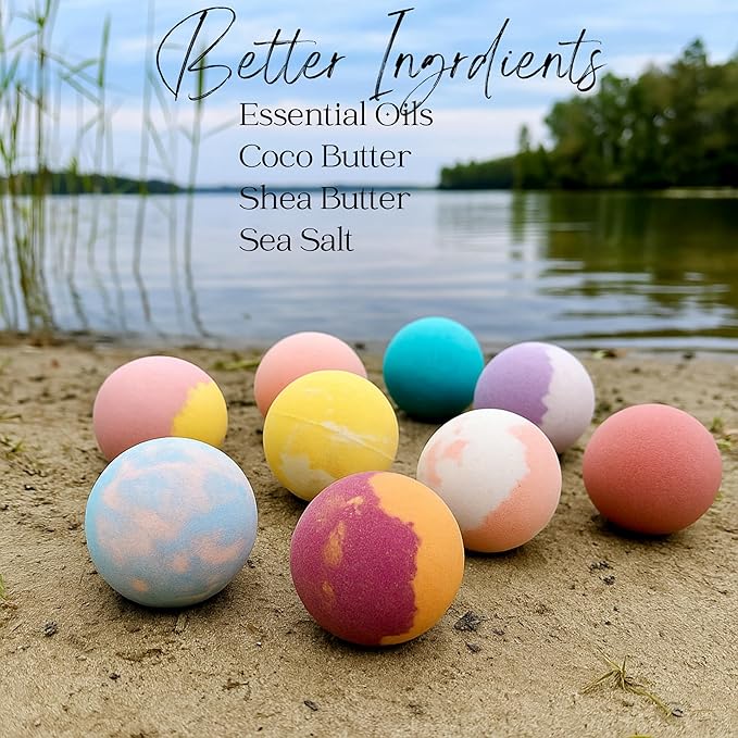 EvolutionUSA Refresh Bath Bombs for Women – 9 Lush Bath Bombs Mini Sized, Lush Womens Gift for Mother’s Day, Easter, Valentines, Birthday or Self Care, Organic Bathbombs Kids & Women, Bath Fun