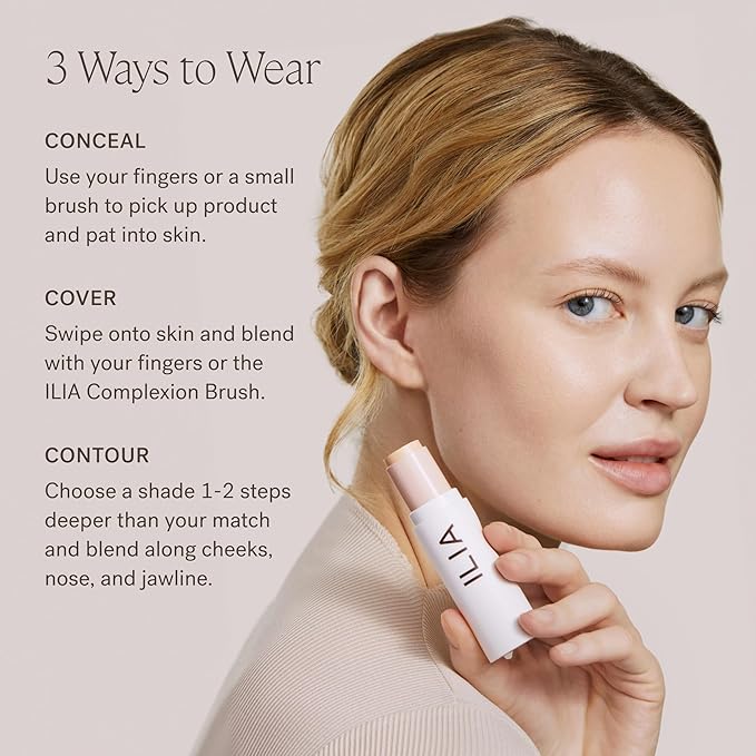 ILIA - Skin Rewind Complexion Stick - Foundation + Concealer + Skincare | Non-Toxic, Vegan, Cruelty-Free, Clean Makeup (26O - Limba, 0.35 oz | 10 g)