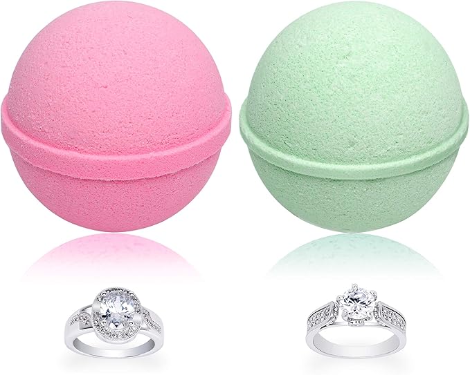 Mermaid Love Potion Bath Bombs Gift Set of 2 with Size 7 Ring Surprise Inside Each Made in USA