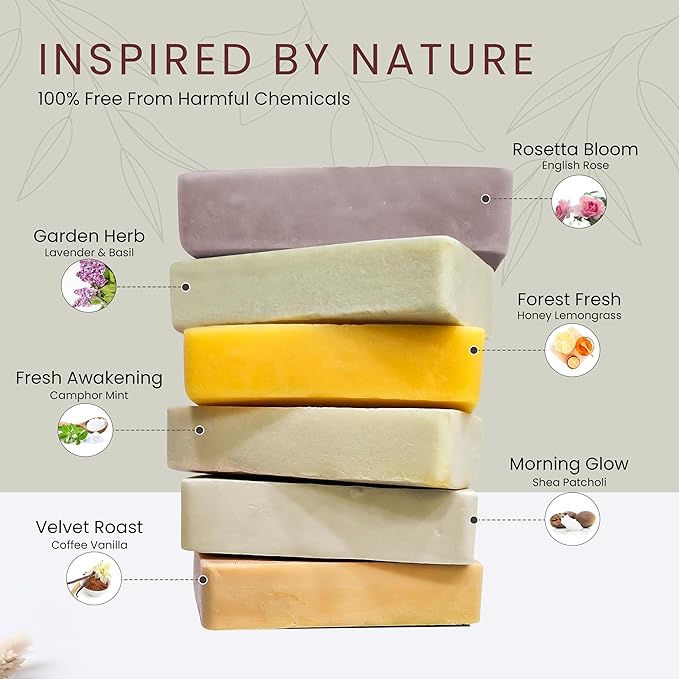 6 Pcs Women Natural Handmade Body Soaps 5 OZ Pack Floral Radiance Long lasting Fragrance Luxurious Scents with Natural Ingredients – Sulfate & Paraben Free, Vegan Soap