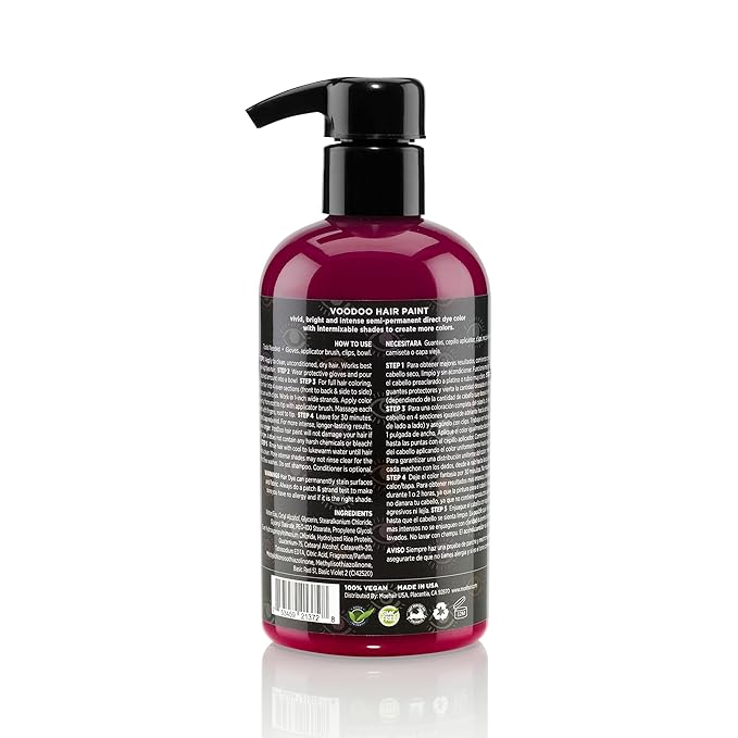 MOEHAIR Semi-Permanent Hair Color | Magenta Hair Dye 8 Oz | Voodoo Highest Love Magenta Hair Color | Temporary Hair Dye for Dark Hair | No Ammonia, Sulfate or Paraben