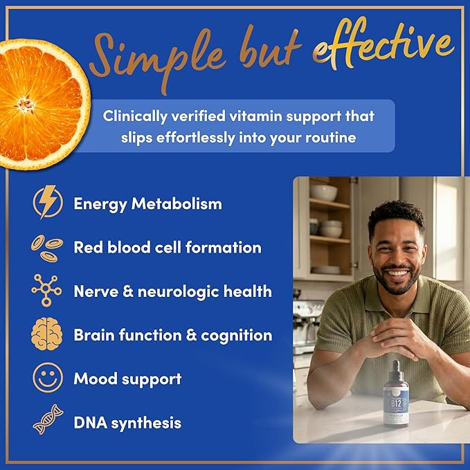 2-PACK Vegan Vitamin B12 Liquid - Max Strength Methylcobalamin B12 Sublingual 5000 mcg - Fast Absorbing Supplement for Mood, Memory and Energy - Non-GMO, Gluten-Free, Citrus Flavor B 12 Drops, 4oz