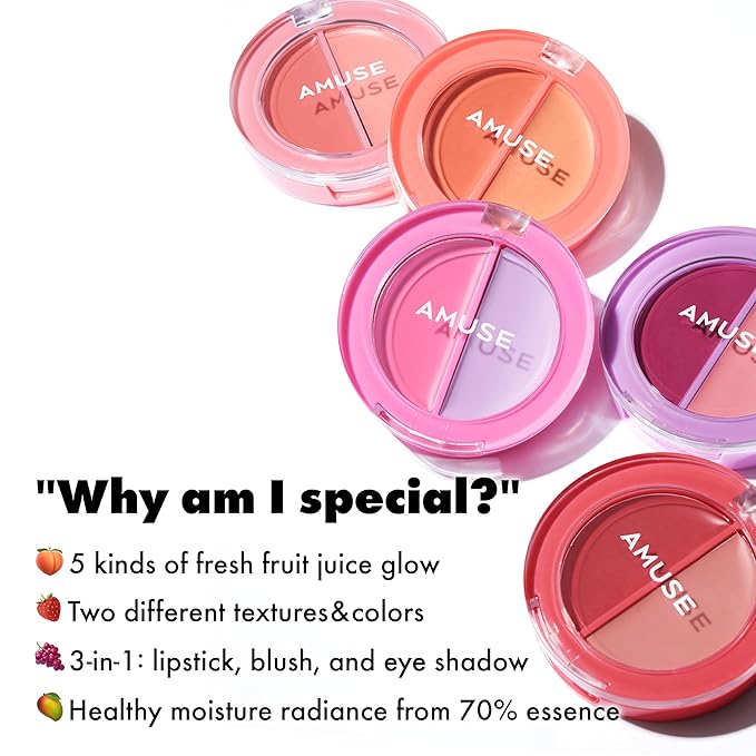 Amuse SEOUL Lips and Cheeks Healthy Balm 02 MANGO BALM | Moisturizing, Glossy, Creamy Texture, Lightweight, Dewy Finish, Natural-looking Color, K Beauty Makeup, Vegan (1.5g / 0.05 oz)