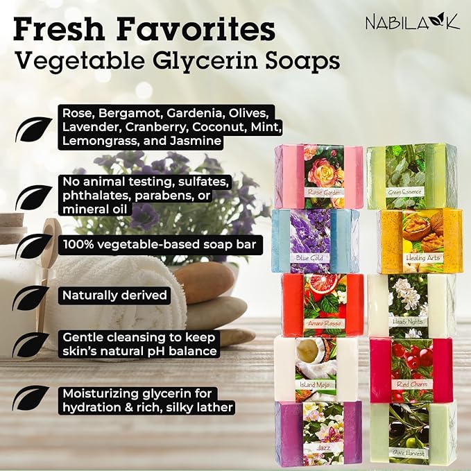 Glycerin Bar Soap Set of 10#2 - Natural, Vegan-Friendly, Hypoallergenic - Moisturizing and Hydrating with 100% Vegetable Glycerin - Sulfate-Free, Paraben-Free, Chemical-Free - 4.5 oz Each