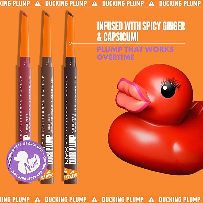 NYX PROFESSIONAL MAKEUP Duck Plump Plumping Lip Liner, Matte Pencil With Up To 10HR Wear, Fill Em In (Pink Lip Liner)