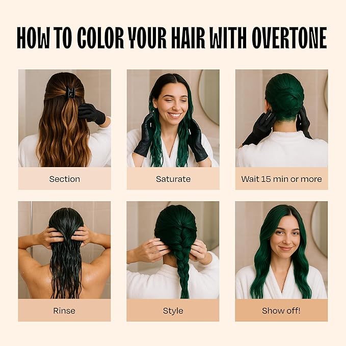 Overtone Semi Permanent Hair Color Conditioner, Emerald Envy, 8 oz, Nourishing, Damage-Free, Color Depositing Mask for All Hair Types with Shea Butter & Coconut Oil, Vegan & Cruelty-Free