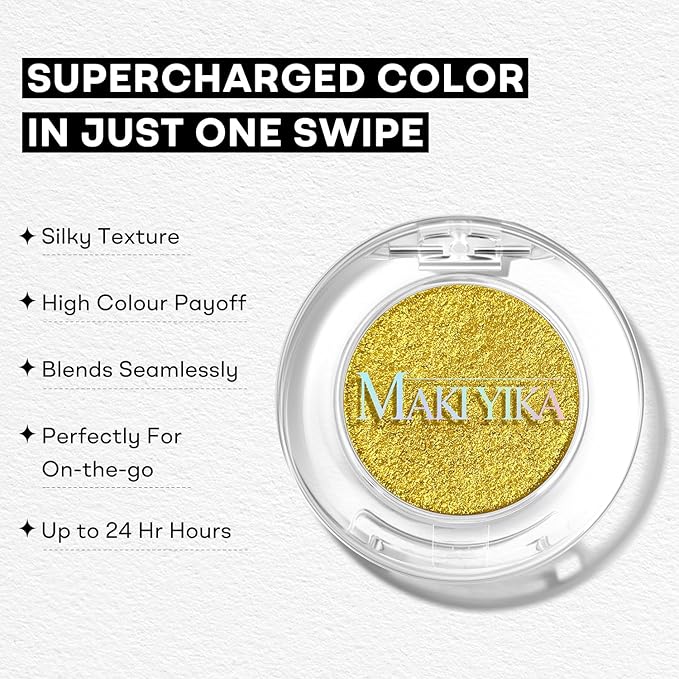MAKI YIKA Glitter Gold Crème Eyeshadow Single, Shimmer Cream Eye Shadow palette for Women, Color Stay Long Lasting Waterproof Eye Makeup Monochrome Eyeshadows,#15