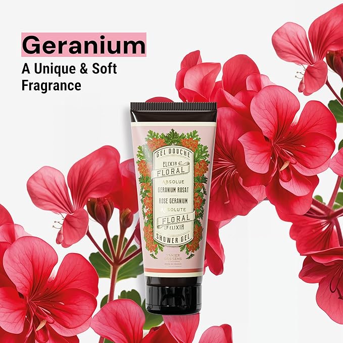 Panier des Sens - Rose Geranium Moisturizing Body Wash for Women & Men - Gentle Shower Gel with 96% Natural Ingredients for Sensitive Skin - Made in France, SLS Free, Vegan - 6.8 Fl Oz