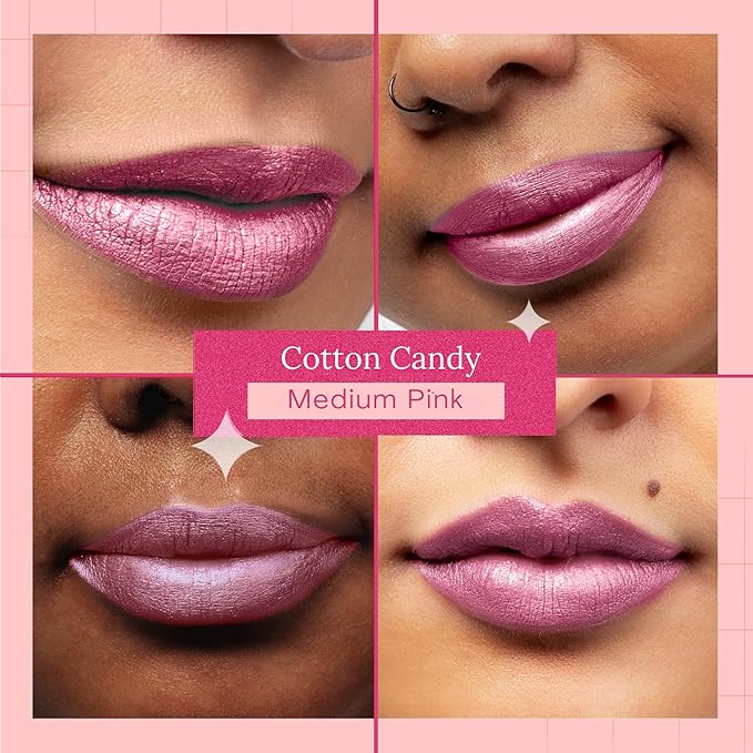 Aromi Metallic Matte Liquid Lipstick - Light Pink Lip Color for Women, Shimmery Finish, Long-Lasting Lipstick, Waterproof (Cotton Candy)