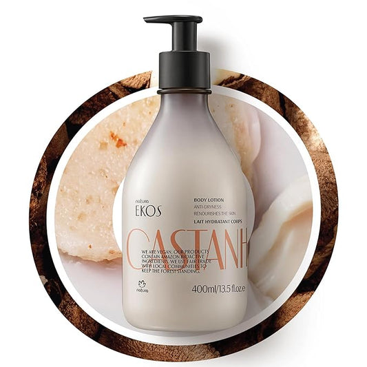 Natura - Brazil Nut Hydrating Body Lotion - Castanha Anti-Dryness - Deep Skin Hydration Moisturizer - Vegan Skin Care - Brazilian Beauty Secrets - Self Care & Body Care - 13.5 fl oz (400ml)