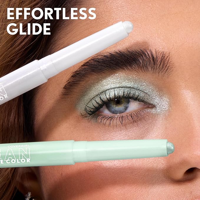 CoverGirl Clean Multiline Eyeshadow Pencil, 299 Evergreen Frost, Vegan Formula, Shimmer Eyeshadow, Easy Application, Glides on Effortlessly, Blends Perfectly, 0.05oz