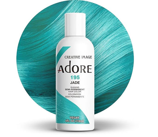 Adore Semi Permanent Hair Color (195 Jade) | Vegan & Cruelty-Free Green Hair Dye | No Ammonia, No Peroxide, No Alcohol | 4 Fl Oz