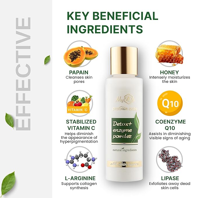 Enzyme Exfoliating Cleanser - Powder-to-Foam Exfoliating Face Wash - Fragrance-Free Face Scrub for Women & Men with Vitamin C, Papain Enzymes, Coenzyme Q10 - For All Skin Types - 2.1 oz
