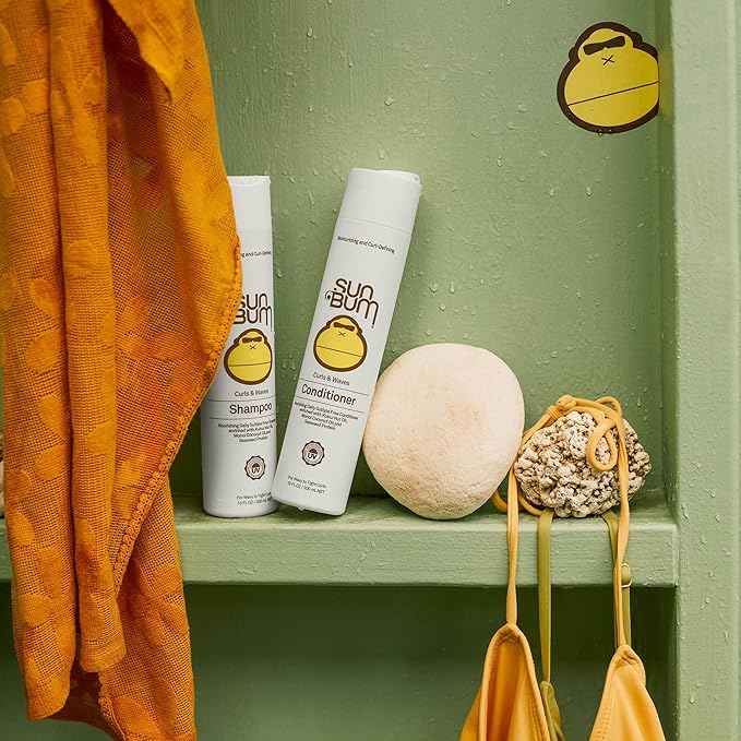 Sun Bum Curls Shampoo - Moisturizing Hair Treatment for Wavy and Curly Hair - Frizz Free Finish - Enrich with Coconut Oil and Seaweed Protein - UV Protecting - Vegan and Cruelty Free - 10 oz