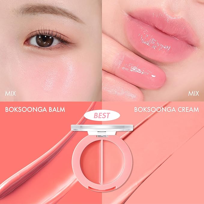 Amuse SEOUL Lips and Cheeks Healthy Balm 01 BOKSOONGA BALM | Moisturizing, Glossy, Creamy Texture, Lightweight, Dewy Finish, Natural-looking Color, K Beauty Makeup, Vegan (1.5g / 0.05 oz)