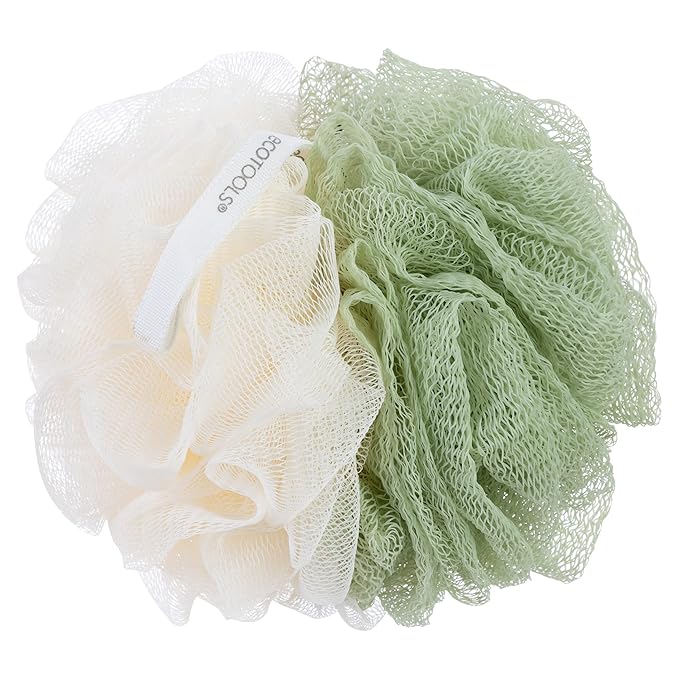 EcoTools Green 2-in-1 EcoPouf, Dual-Sided Shower Loofah Exfoliates & Cleanses Skin, Made of Recycled Netting, Removes Dead Skin, Eco-Friendly Bath Accessory, Cruelty-Free, 1 Count (60g)