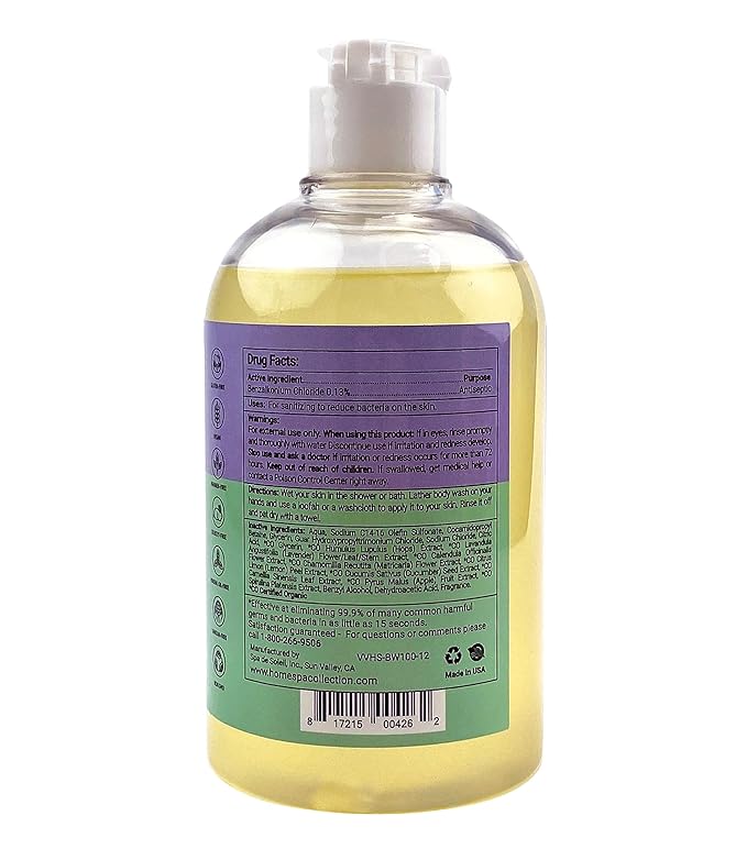 Body Wash, Lemon Scent, Antibacterial Soap for Hands and Forearms With Hazel, Willow Bark Extract, and Tea Tree Oil, Clean Nourishing Formula, Vegan, Paraben Free, Non GMO, 12 FL Oz