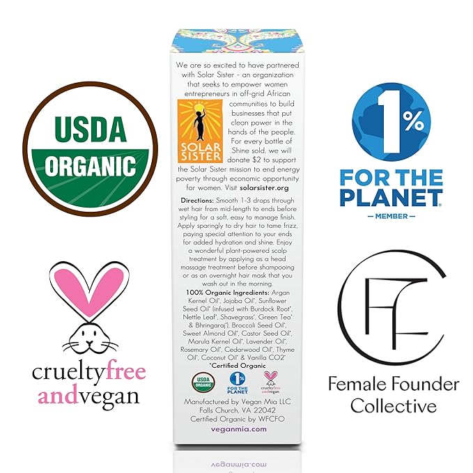 Vegan Mia USDA Organic Rosemary Oil for Hair Growth with Castor Oil & More - Scalp Oil Treatment & Intense Nourishment to Get Healthier, Thicker & Shiny Hair Naturally, 1 fl oz Bottle