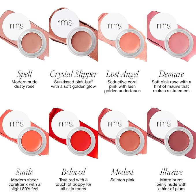 RMS Beauty Lip2Cheek - Organic Multi-Tasking Cream Makeup Provides Natural Skin Tint as Blush, Lip & Cheek Stain, Lipstick - Demure (0.17 Ounce)
