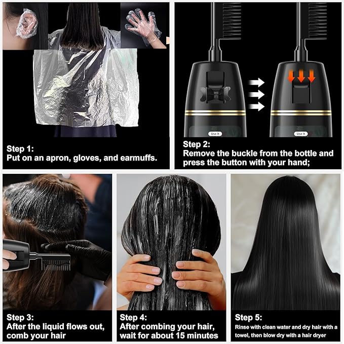 Permanent Hair Color, Permanent Black Hair Dye （17.6 Ounce） 100% Grey Coverage, Ammonia Free, Vegan, Cruelty Free | Biotin for Thicker, Fuller Hair (Black, 500ML)