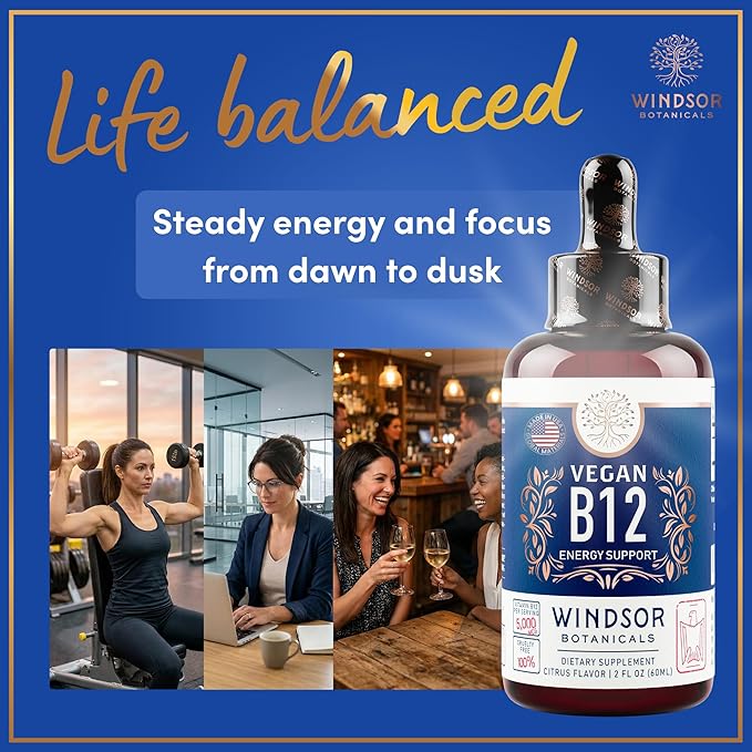2-PACK Vegan Vitamin B12 Liquid - Max Strength Methylcobalamin B12 Sublingual 5000 mcg - Fast Absorbing Supplement for Mood, Memory and Energy - Non-GMO, Gluten-Free, Citrus Flavor B 12 Drops, 4oz