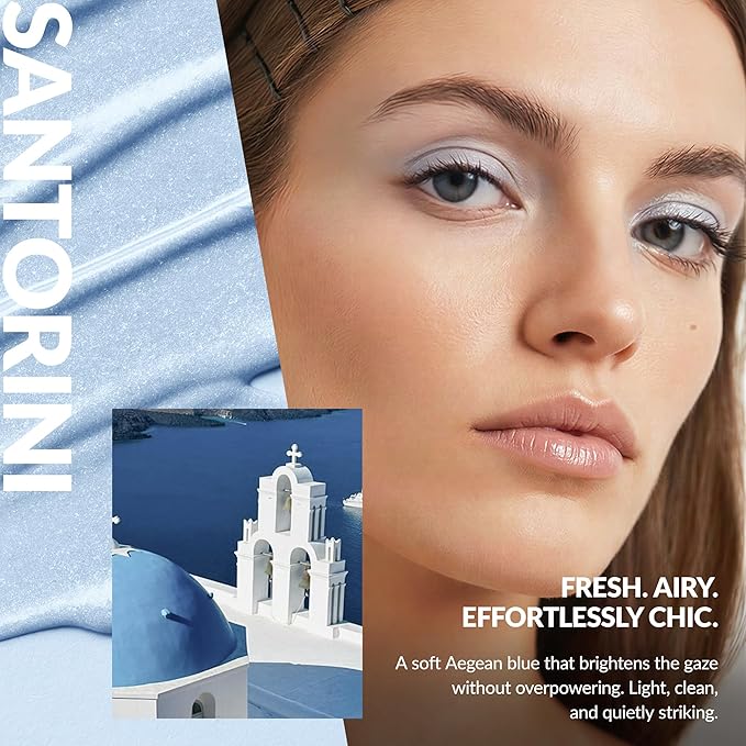 BEPHOLAN Blue Liquid Eyeshadow With Subtle Shimmer.Waterproof,Long-Lasting, Neutral Naked Smooth Creamy Eyeshadow Lightweight(Santorini 01#)