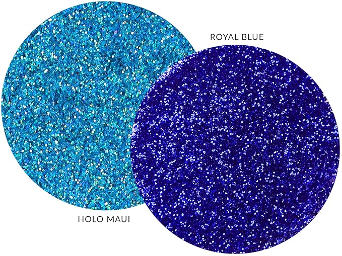 MARBLERS Twinkle Face & Body Glitter Duo [Holo Maui & Royal Blue] 0.36oz (10g) | Non-Toxic | Cruelty-Free | Festival, Rave & Party Makeup | Eye, Hair, Nail Polish, Eyeshadow | Nail Art | Gel Nail