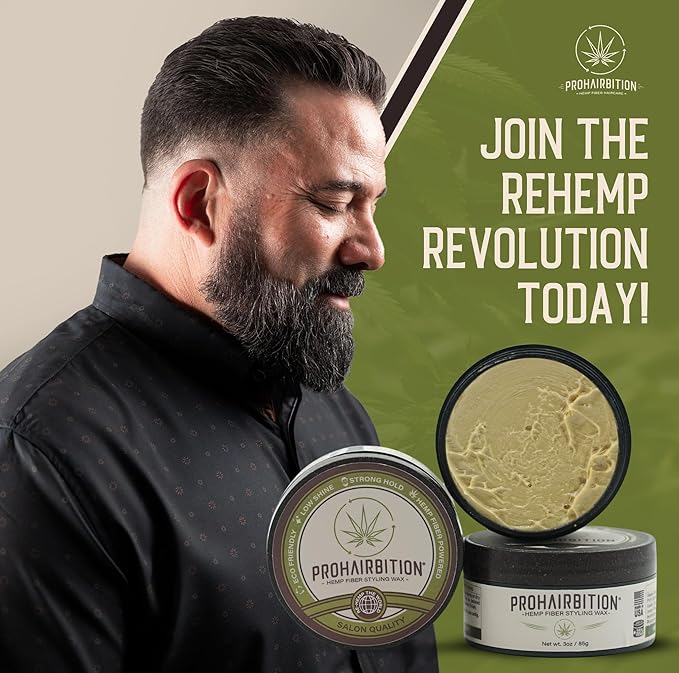 Hemp Fiber Hair Wax Strong Hold Matte Finish – Non-Greasy and Long Lasting Hemp Infused Styling Wax for Healthier Hair- No Paraben Vegan Friendly Formula in Sustainable Packaging