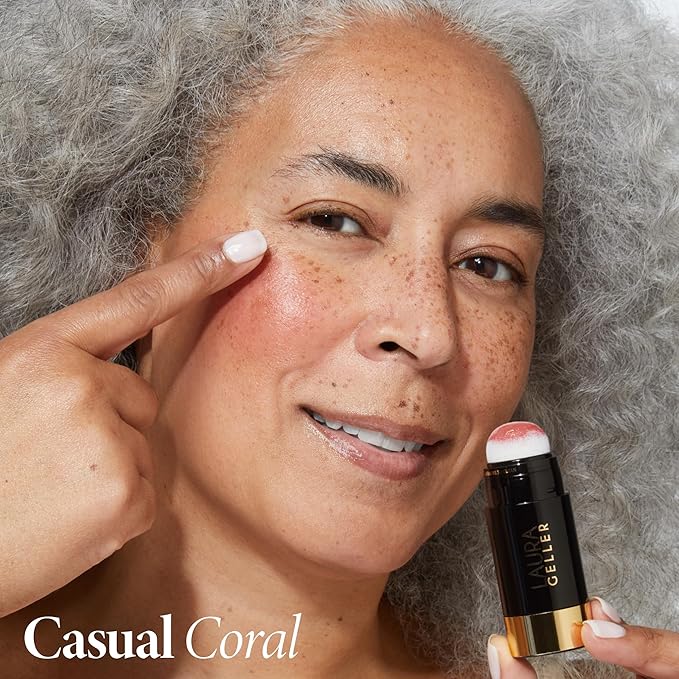 LAURA GELLER Serum Blush, Casual Coral + Angled Blush Brush