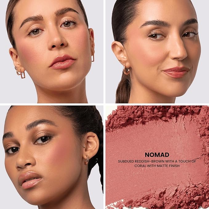 Phase Zero Makeup Powder Blusher | "Nomad" | 5g / 0.18 oz. | Full Coverage, Natural Blush | Soft, Buildable Pink, Coral, Peach & Golden Hues | Matte & Shimmering Shades Gives Cheeks a Radiant Glow