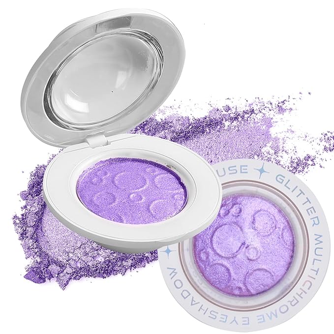 VIOLA HOUSE Glitter Eyeshadow Palette, Holographic Shimmer Eye Shadow,Multichrome Metallic Eye Makeup Pigment, Vegan & Cruelty-Free, Long-Lasting, Unique Planet Design3g/0.1oz(Purple)
