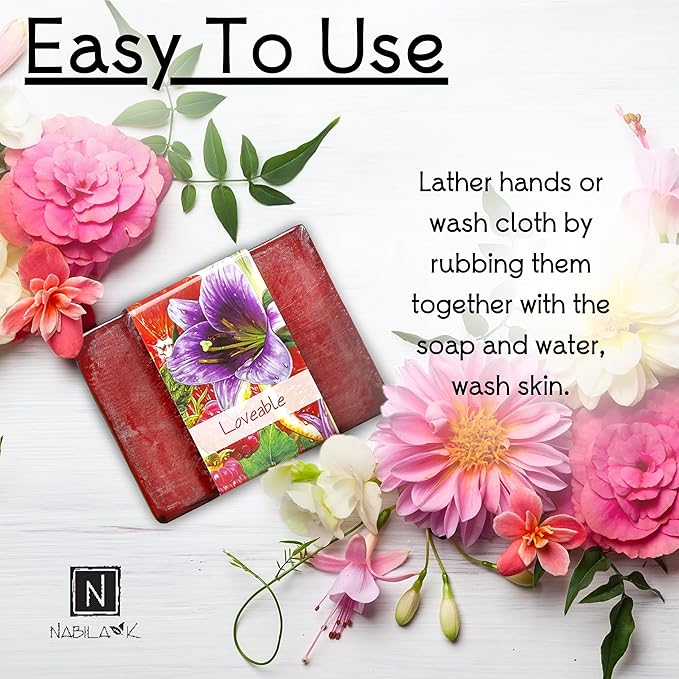 Glycerin Bar Soap Loveable Scent - Natural, Vegan-Friendly, Hypoallergenic - Moisturizing and Hydrating with 100% Vegetable Glycerin - Sulfate-Free, Paraben-Free, Chemical-Free - 4.5 oz