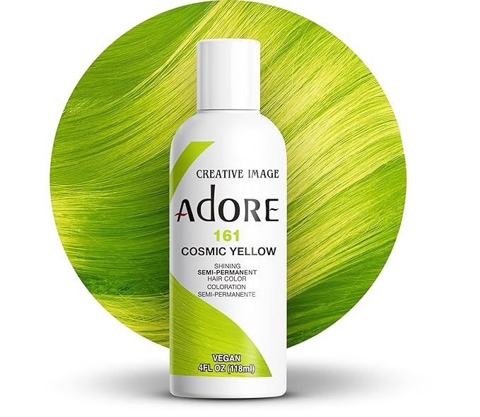 Adore Semi Permanent Hair Color (161 Cosmic Yellow) | Vegan & Cruelty-Free Yellow Hair Dye | No Ammonia, No Peroxide, No Alcohol | 4 Fl Oz