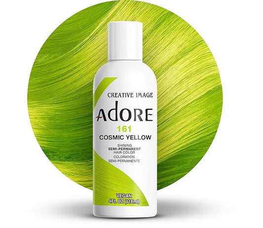Adore Semi Permanent Hair Color (161 Cosmic Yellow) | Vegan & Cruelty-Free Yellow Hair Dye | No Ammonia, No Peroxide, No Alcohol | 4 Fl Oz