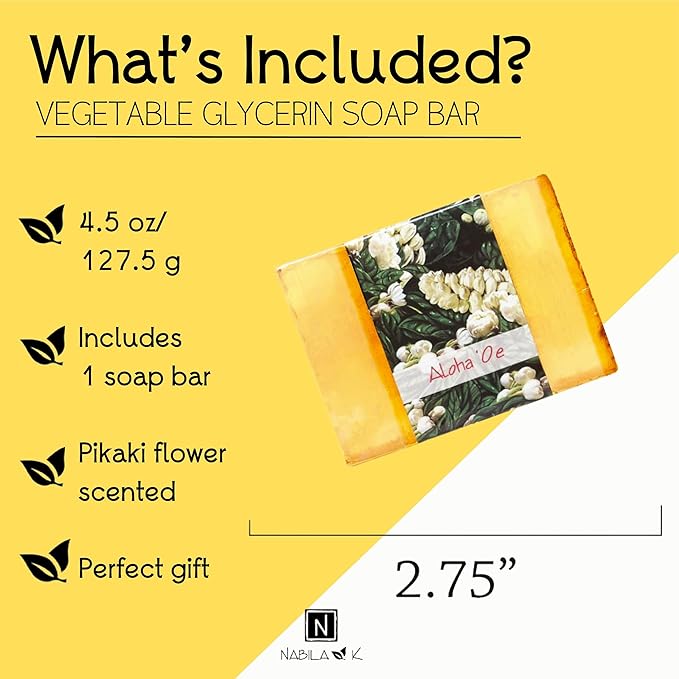 Glycerin Bar Soap Aloha 'Oe Scent - Natural, Vegan-Friendly, Hypoallergenic - Moisturizing and Hydrating with 100% Vegetable Glycerin - Sulfate-Free, Paraben-Free, Chemical-Free - 4.5 oz
