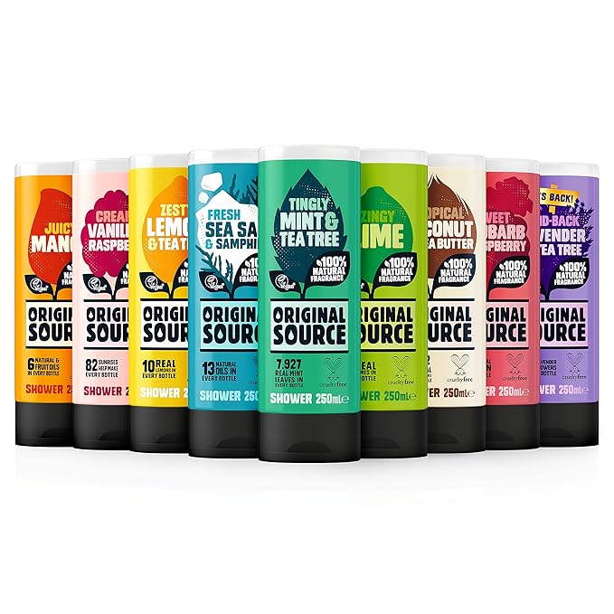 Original Source Mango Shower Gel, 100 Percent Natural Fragrance, Vegan, Cruelty Free, Paraben Free, Bulk Buy, Pack of 6 x 250 ml