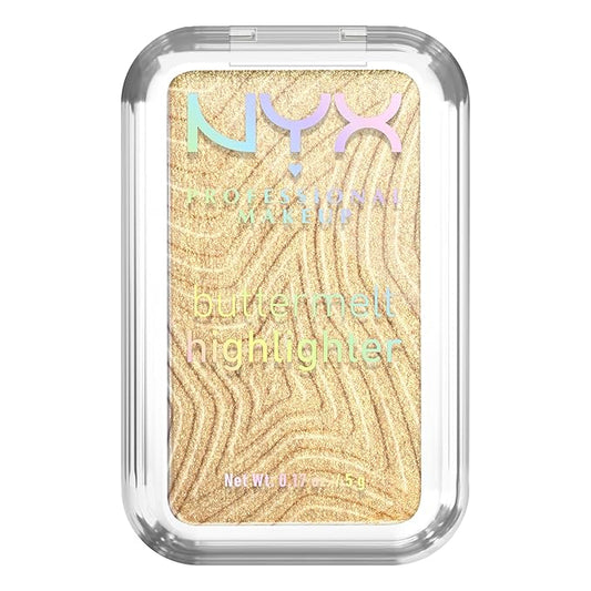 NYX PROFESSIONAL MAKEUP Buttermelt Highlighter, Powder Highlighter Makeup, With Up to 12H Wear and High Impact Glow - 25 Butta Than Gold (Light Gold)